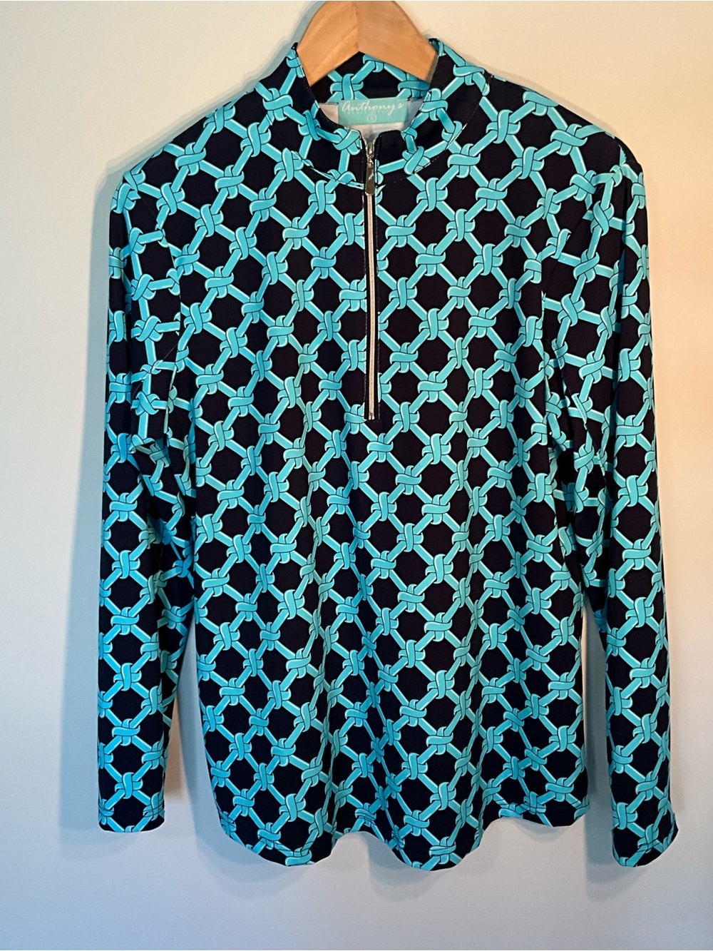Teal & Navy Long Sleeve Printed Tee